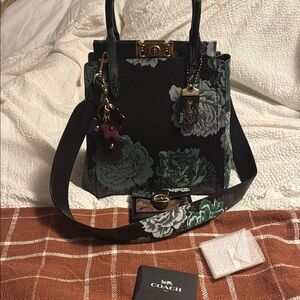 Coach Troupe Kaffe Fassett 5 piece set black and green satchel/tote Rare!